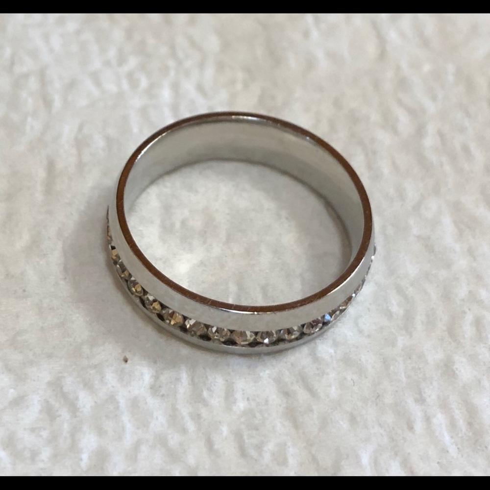 New Unisex Eternity Crystal Steel Ring Size 10.5 - Picture 5 of 7